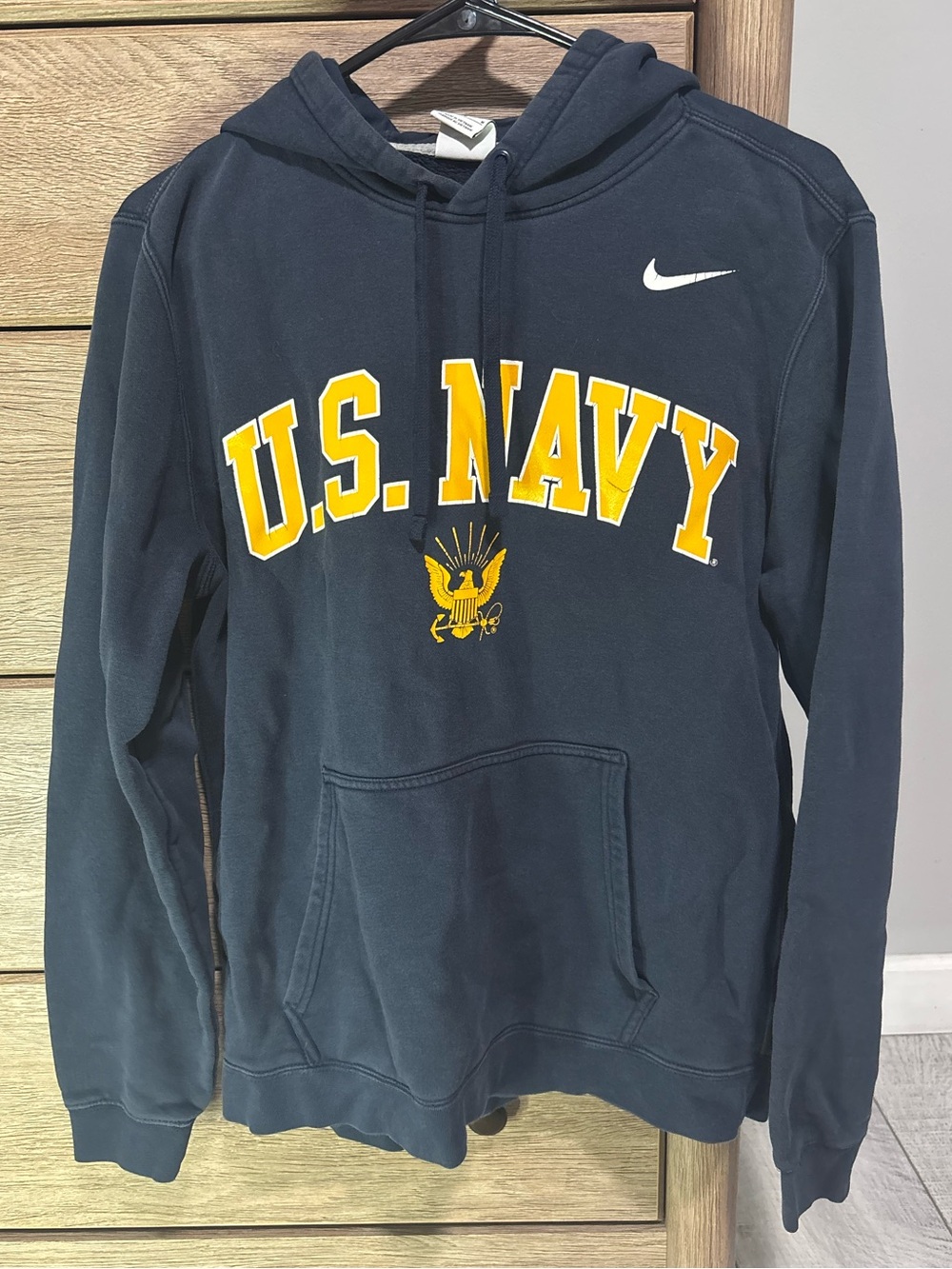 Nike Navy Blue U.S. Navy Pullover Hoodie with Yellow Crest